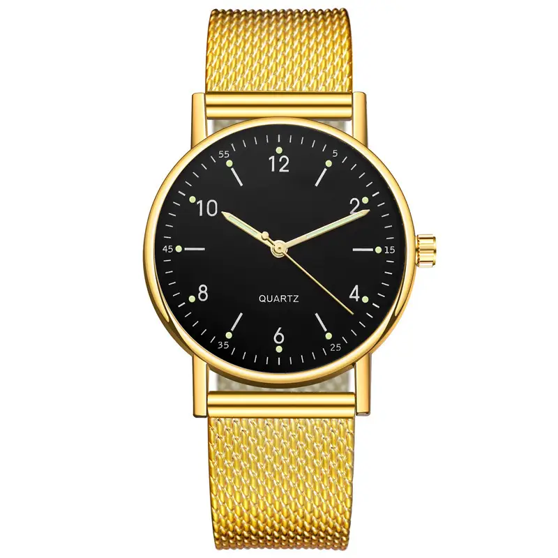 Women's Mesh Belt Quartz Watch Black Dial