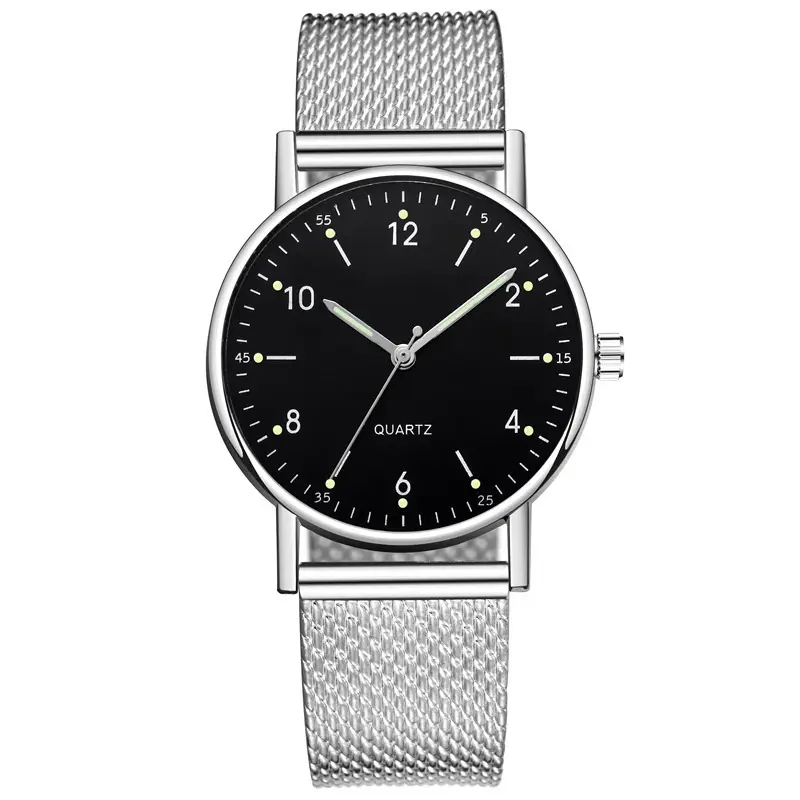 Women's Mesh Belt Quartz Watch Black Dial