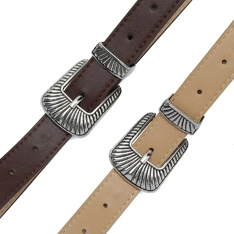 Black Wide Belt with Striped Buckle for Summer Wear - Image 8