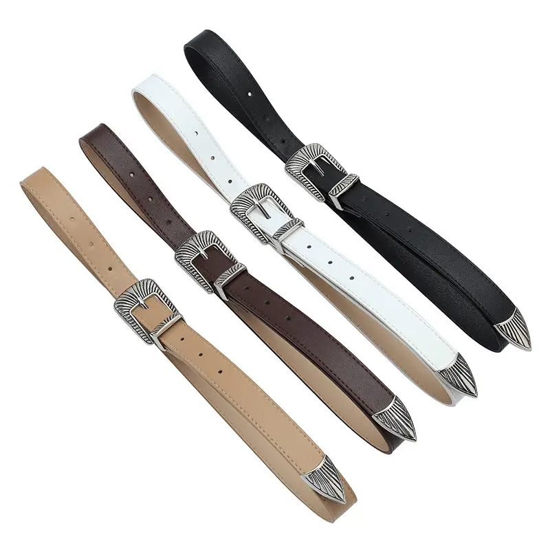 Black Wide Belt with Striped Buckle for Summer Wear - Image 9