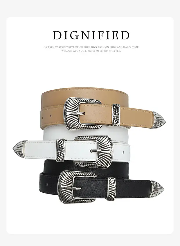 Black Wide Belt with Striped Buckle for Summer Wear — feature 10