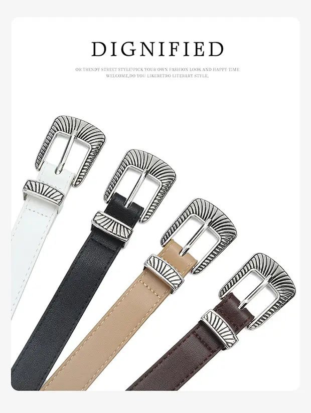 Black Wide Belt with Striped Buckle for Summer Wear — feature 11