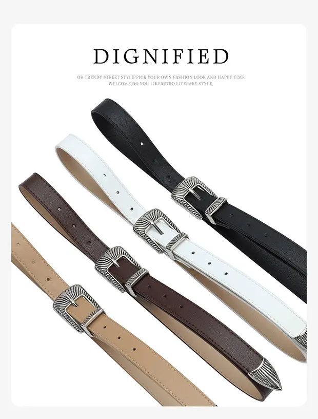 Black Wide Belt with Striped Buckle for Summer Wear — feature 12