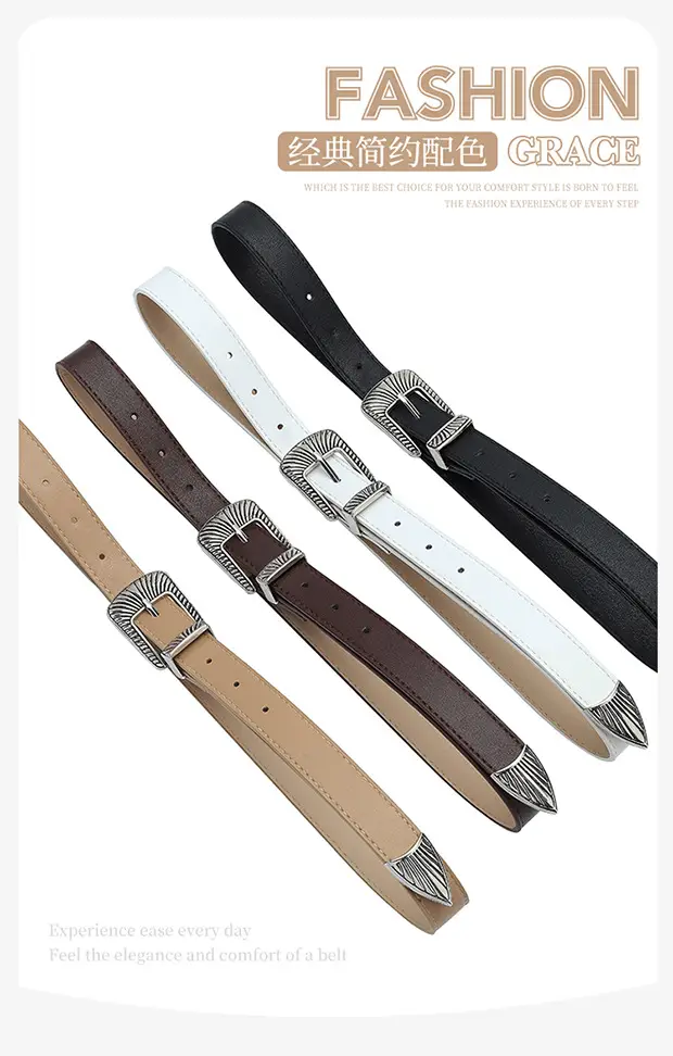 Black Wide Belt with Striped Buckle for Summer Wear — feature 2