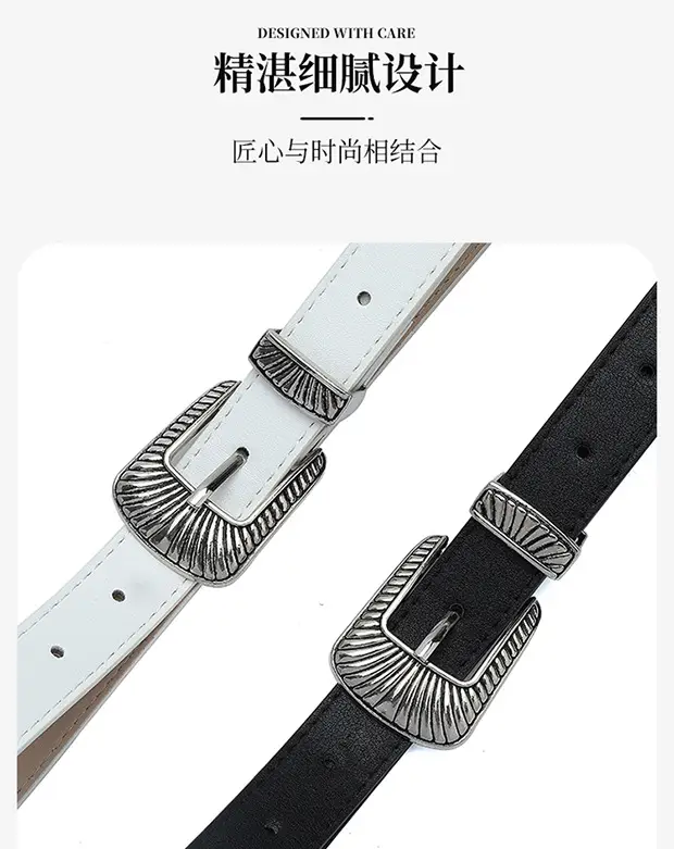 Black Wide Belt with Striped Buckle for Summer Wear — feature 4