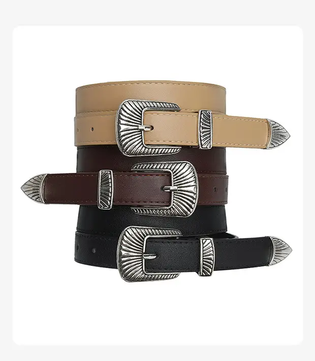 Black Wide Belt with Striped Buckle for Summer Wear — feature 6