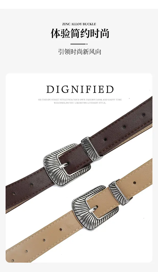 Black Wide Belt with Striped Buckle for Summer Wear — feature 9