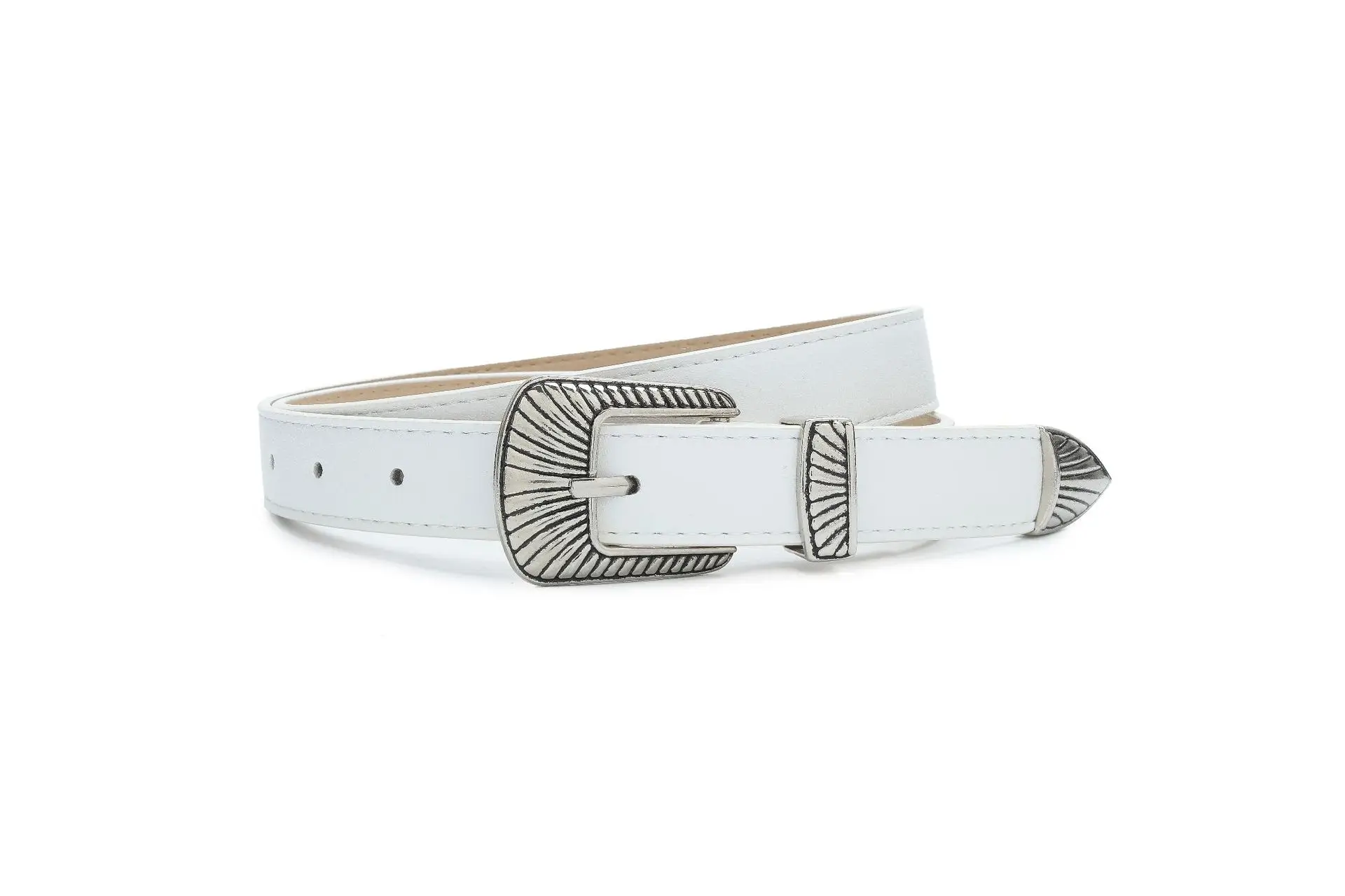 Black Wide Belt with Striped Buckle for Summer Wear - Image 2