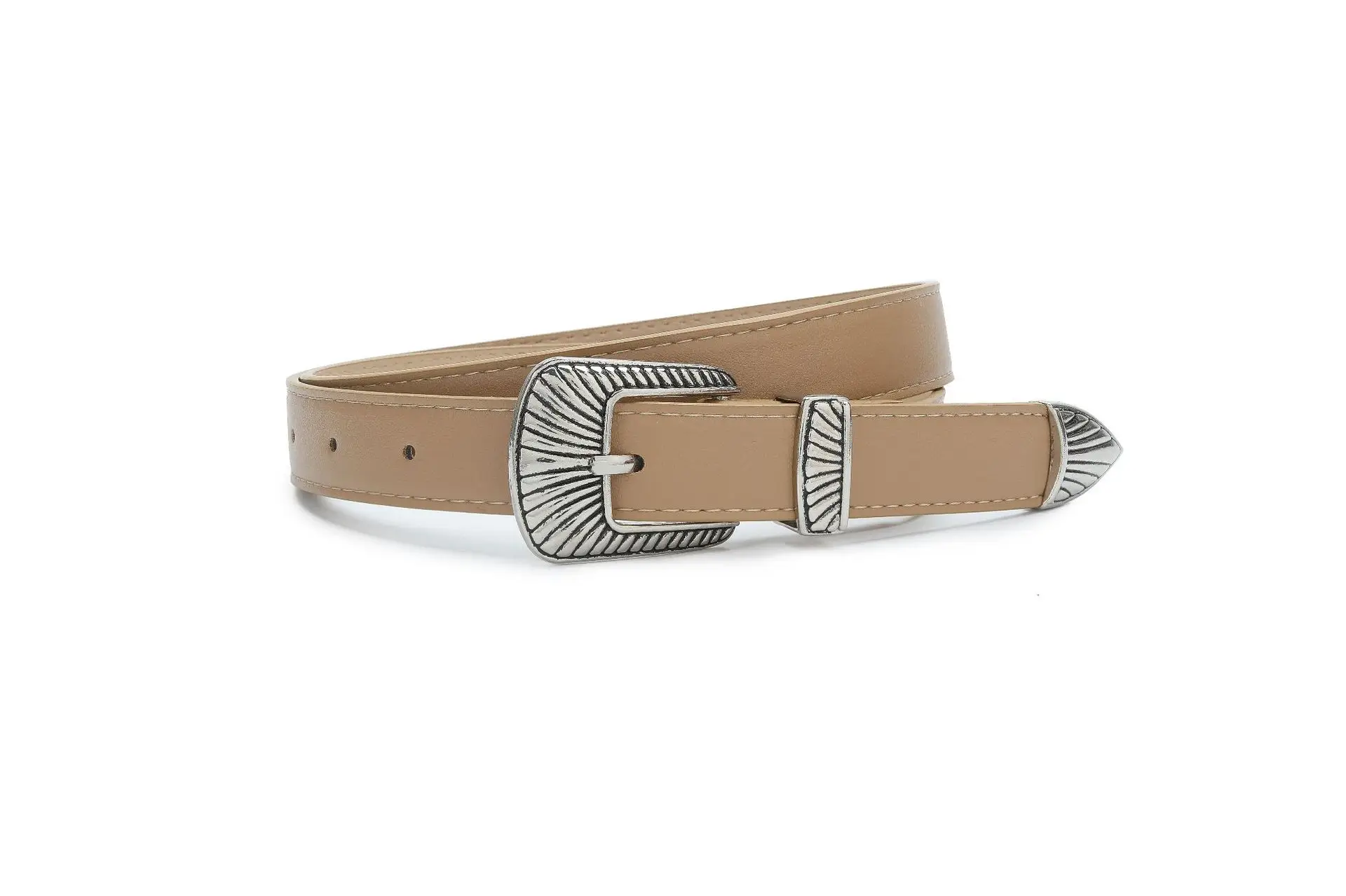 Black Wide Belt with Striped Buckle for Summer Wear - Image 3
