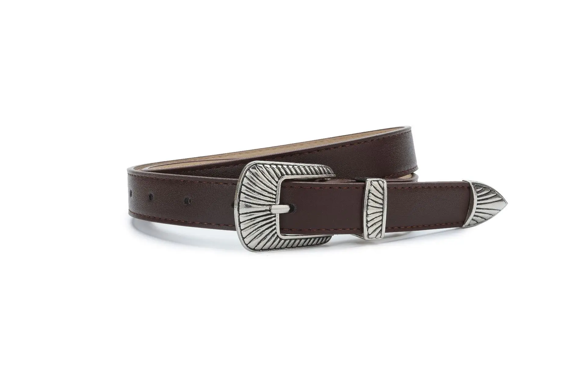 Black Wide Belt with Striped Buckle for Summer Wear - Image 4