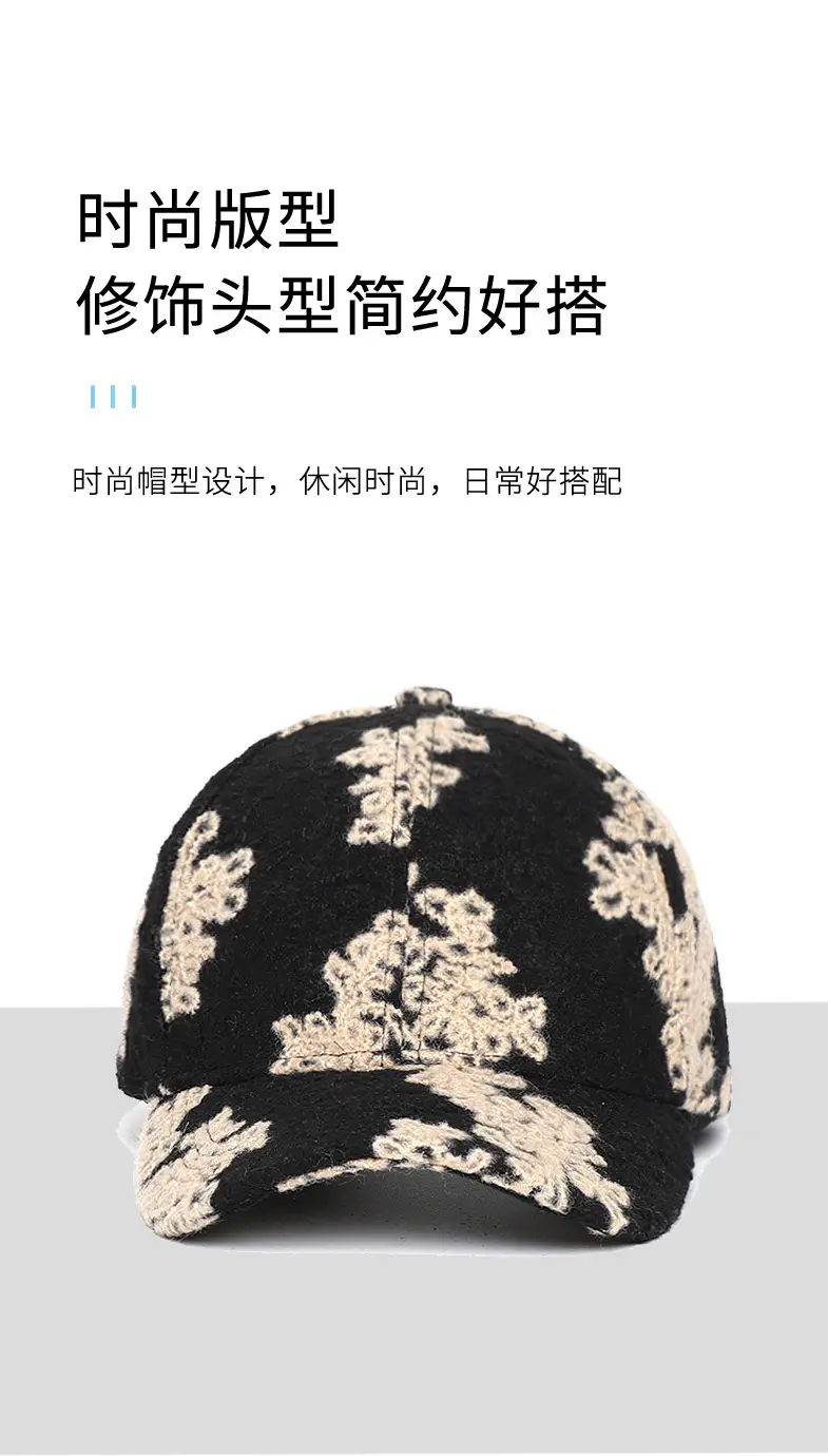 White Printed Baseball Cap for Men Women Autumn Winter — feature 3