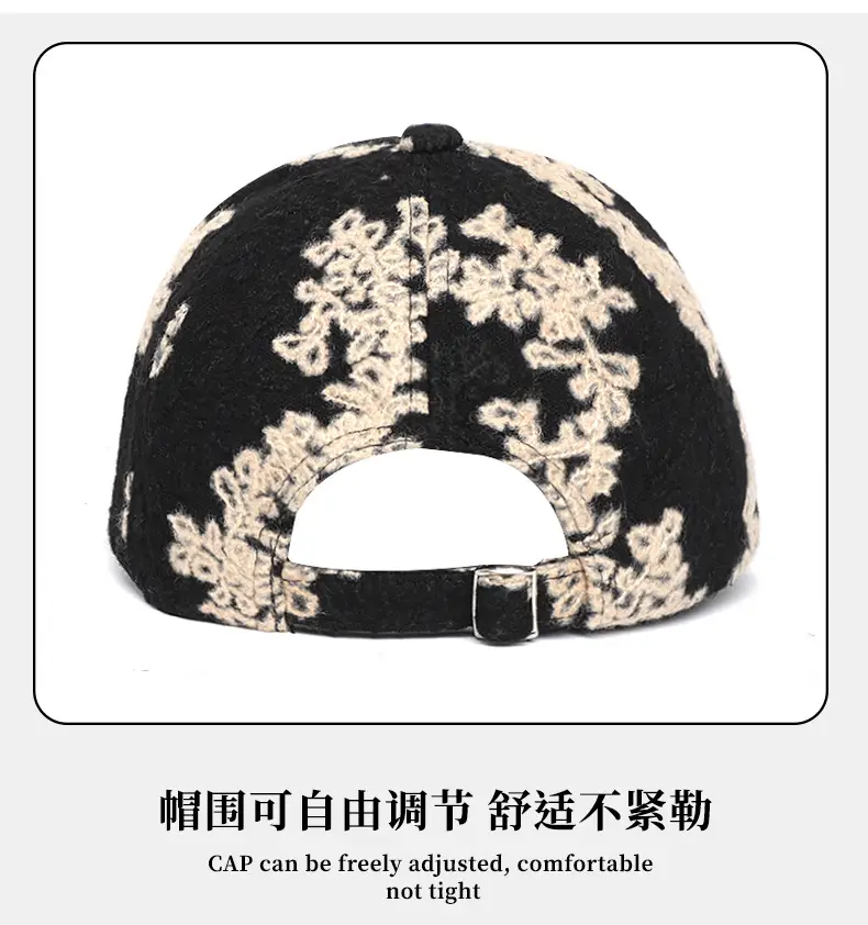 White Printed Baseball Cap for Men Women Autumn Winter — feature 9