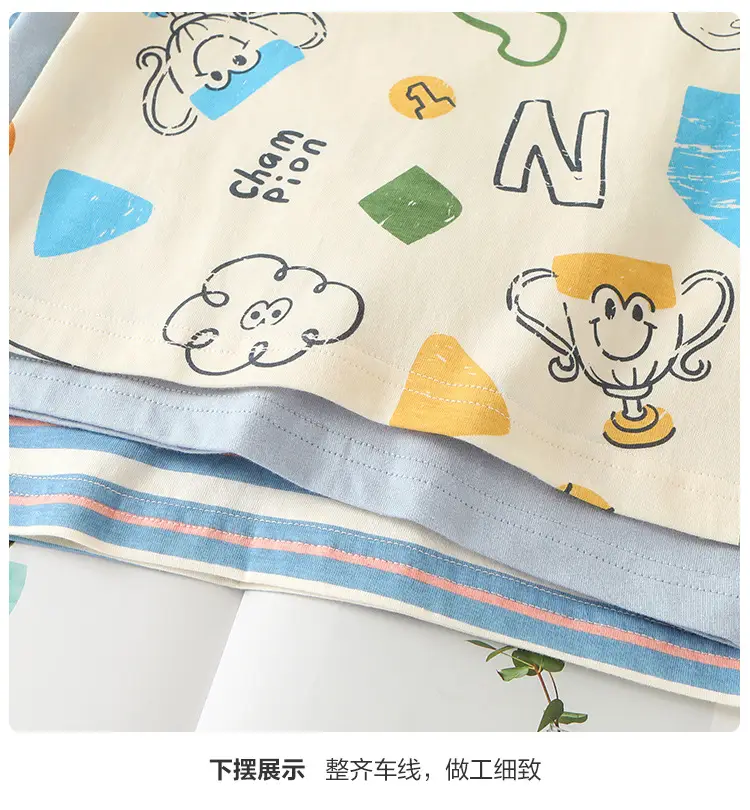 Baby T-Shirts Cartoon Print Summer Wear Blue Striped — feature 10
