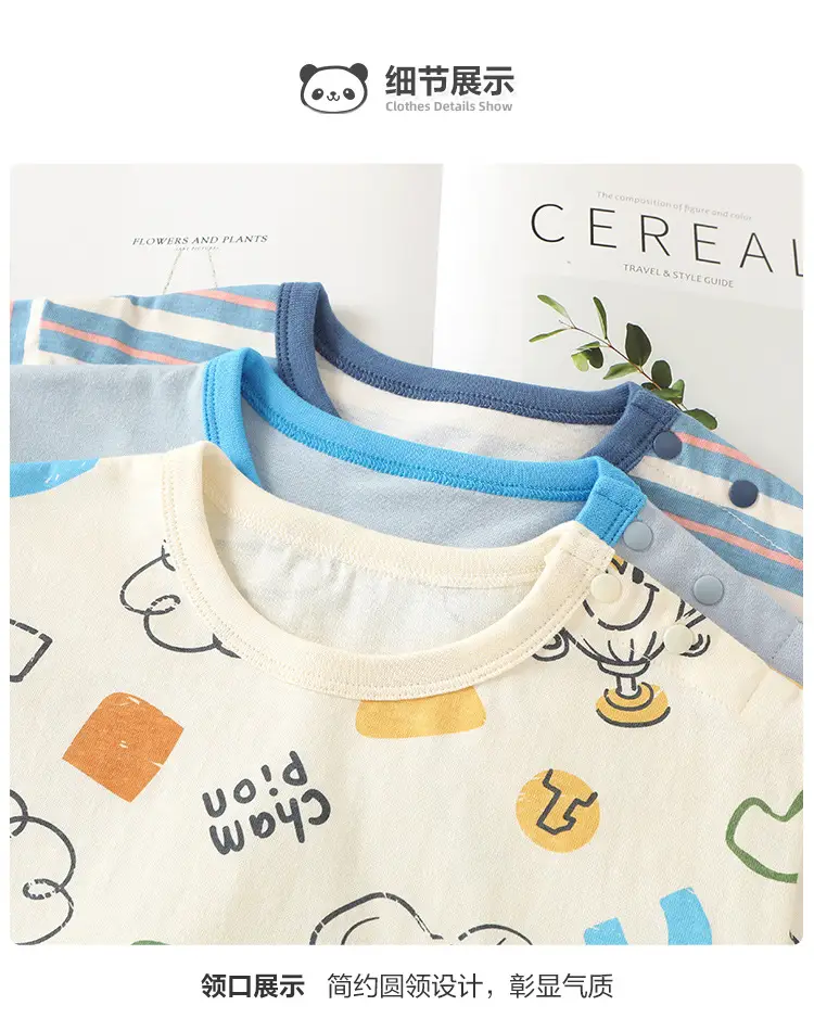 Baby T-Shirts Cartoon Print Summer Wear Blue Striped — feature 7