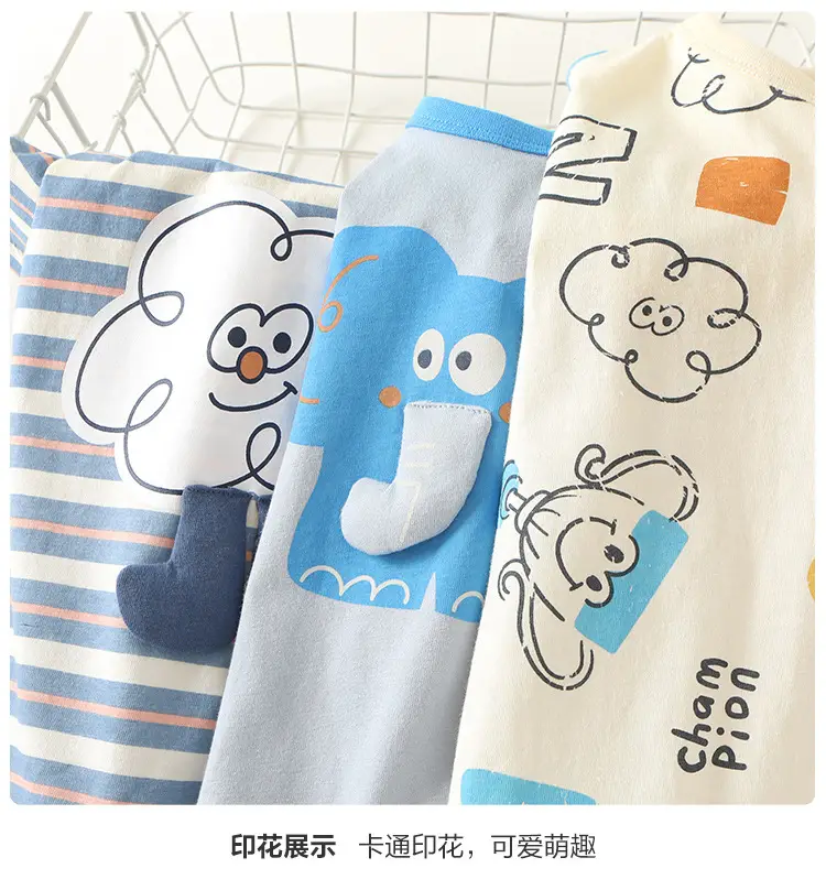Baby T-Shirts Cartoon Print Summer Wear Blue Striped — feature 8