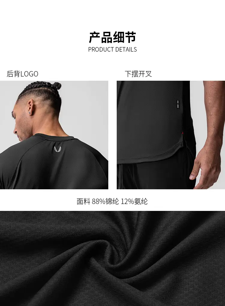 Men Black Short Sleeve T-Shirt American Style — feature 6