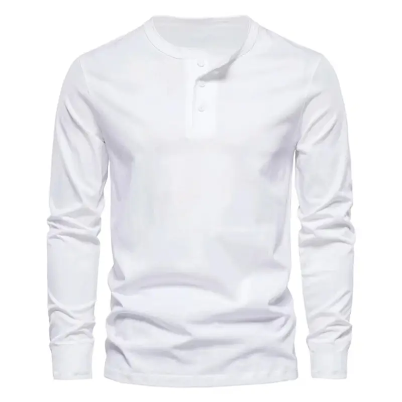 Men's Olive Henry Style Long Sleeve Top T-Shirt — feature 32
