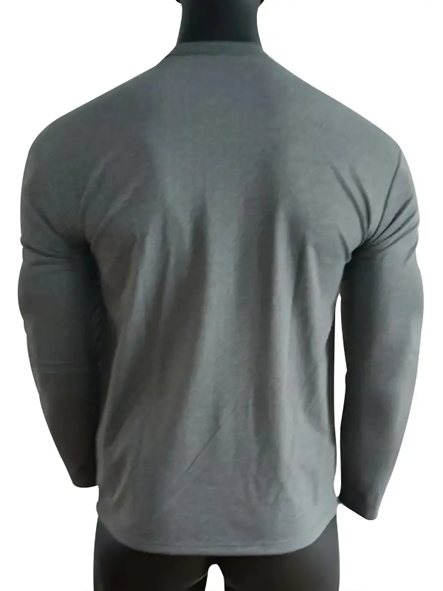 Men's Olive Henry Style Long Sleeve Top T-Shirt — feature 9