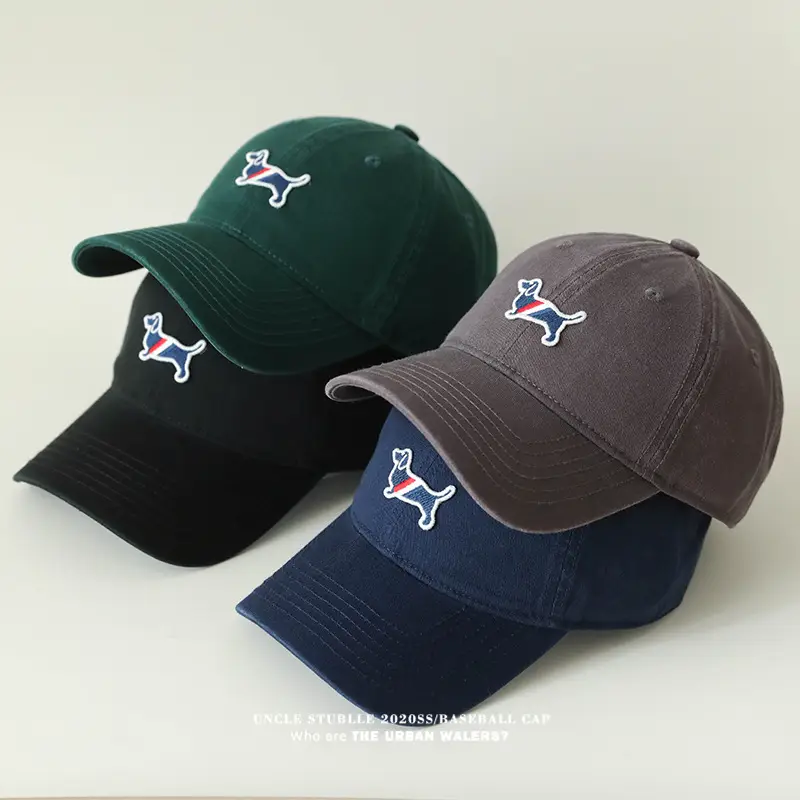Uncle Stubble Baseball Cap Puppy Embroidered Grey — feature 18