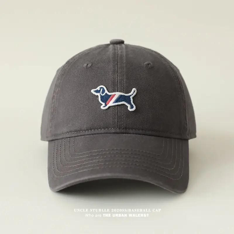 Uncle Stubble Baseball Cap Puppy Embroidered Grey — feature 19