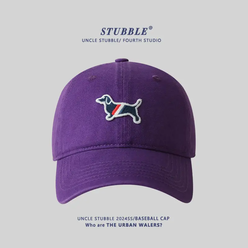 Uncle Stubble Baseball Cap Puppy Embroidered Grey - Image 10