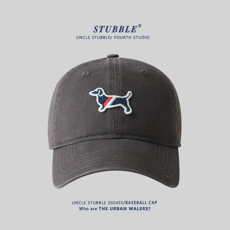 Uncle Stubble Baseball Cap Puppy Embroidered Grey - Image 15