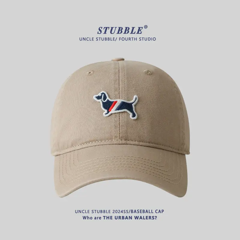 Uncle Stubble Baseball Cap Puppy Embroidered Grey - Image 2