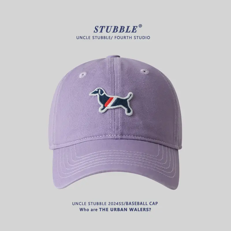 Uncle Stubble Baseball Cap Puppy Embroidered Grey - Image 9