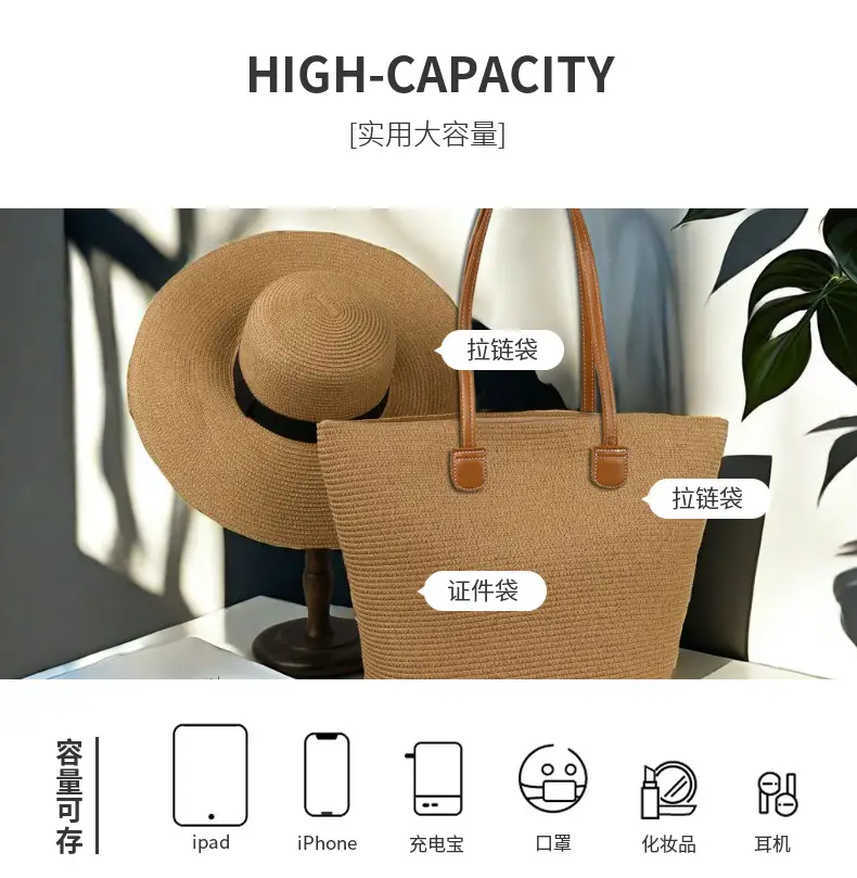 Straw Hat & Tote Set for Summer Travel Beach — feature 8