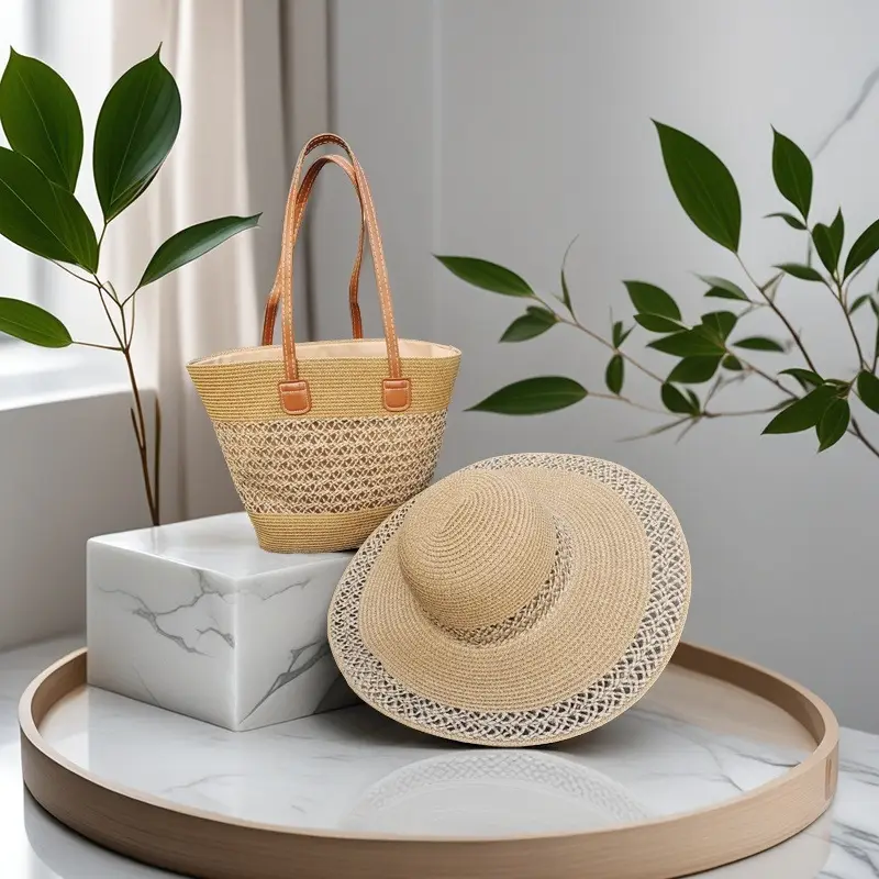 Straw Hat & Tote Set for Summer Travel Beach - Image 16
