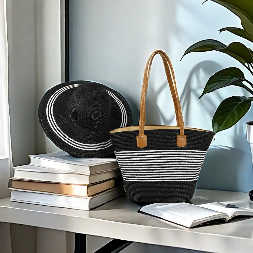 Straw Hat & Tote Set for Summer Travel Beach - Image 4