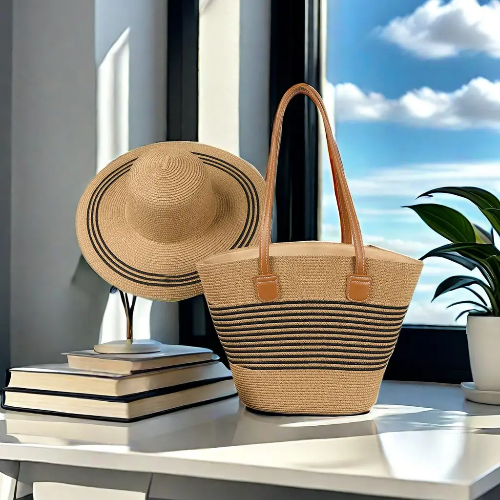 Straw Hat & Tote Set for Summer Travel Beach - Image 5