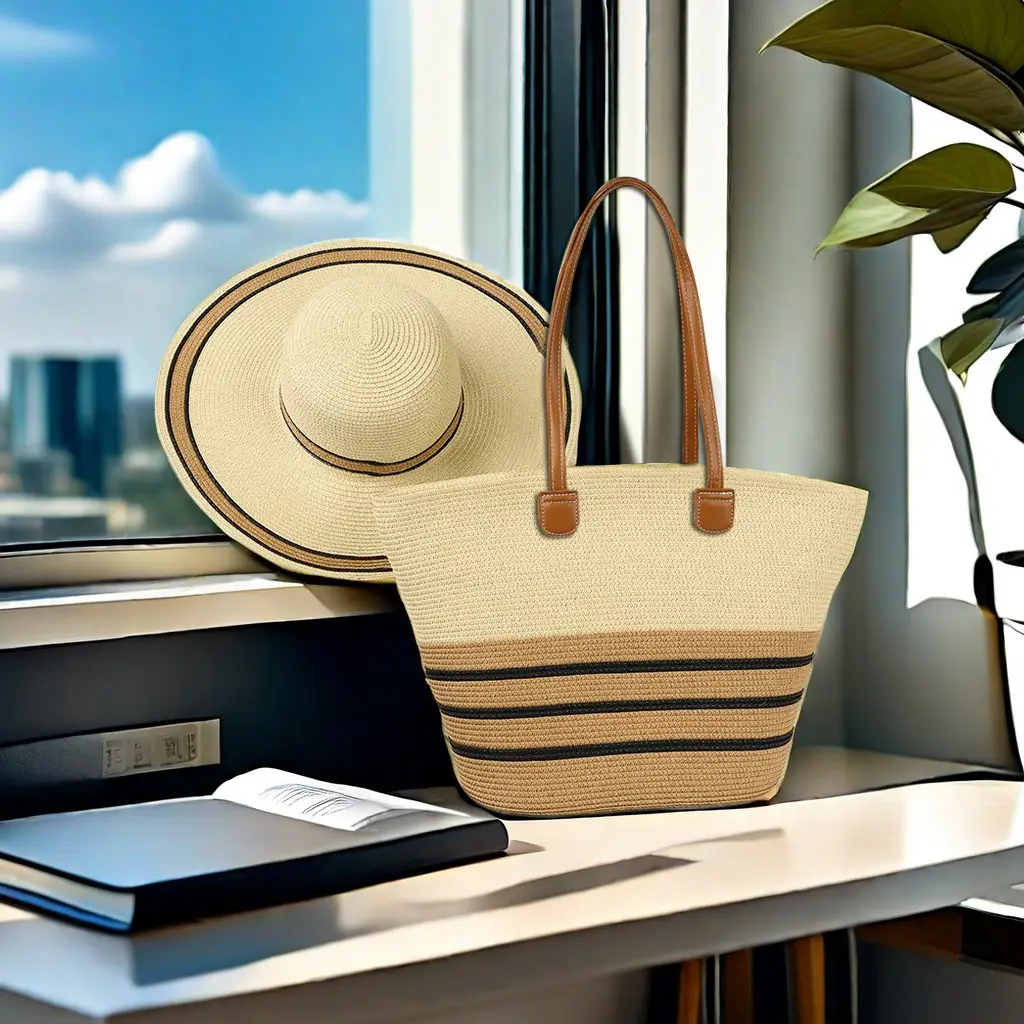 Straw Hat & Tote Set for Summer Travel Beach - Image 6