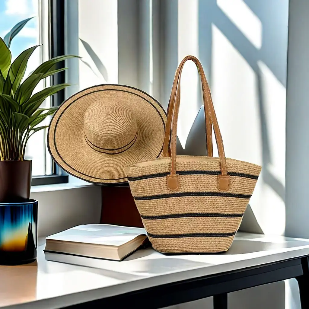 Straw Hat & Tote Set for Summer Travel Beach - Image 8