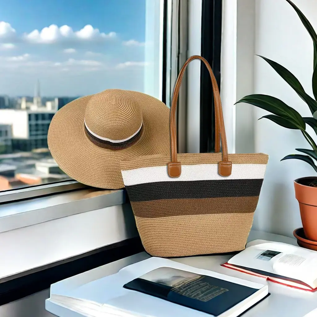 Straw Hat & Tote Set for Summer Travel Beach - Image 9