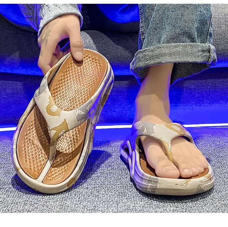 New EVA Flip-Flops Men's Summer Trendy Non-Slip Flip-Flops Men's Outer Wear Thick-Bottom Wear-Resistant Beach Sandals — feature 12