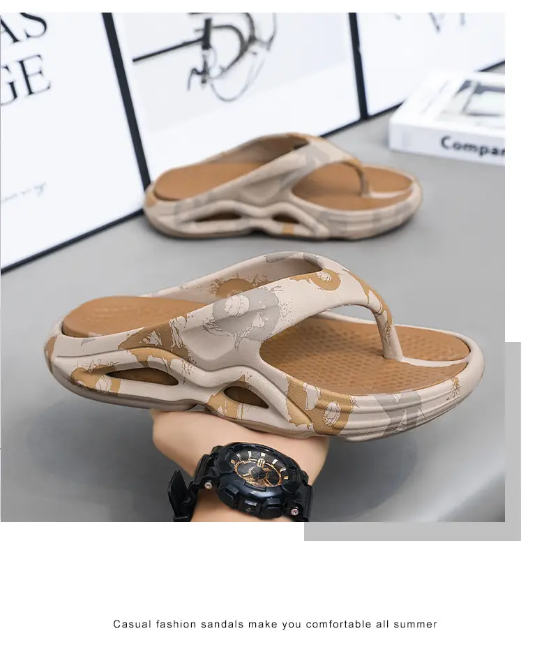 New EVA Flip-Flops Men's Summer Trendy Non-Slip Flip-Flops Men's Outer Wear Thick-Bottom Wear-Resistant Beach Sandals — feature 14