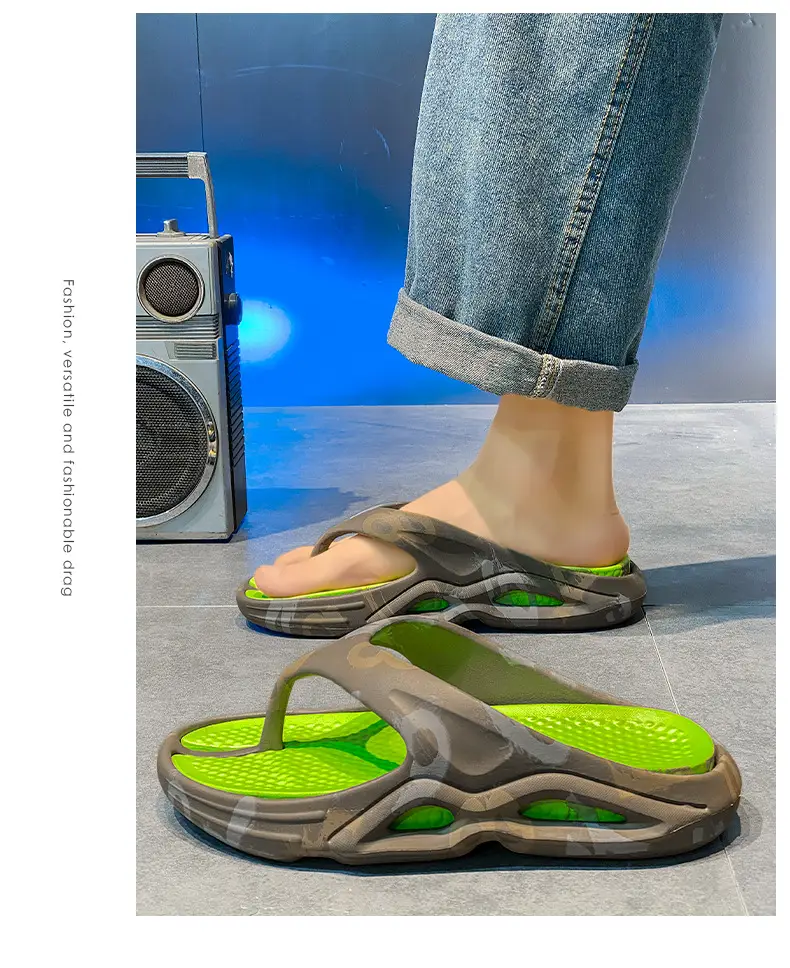 New EVA Flip-Flops Men's Summer Trendy Non-Slip Flip-Flops Men's Outer Wear Thick-Bottom Wear-Resistant Beach Sandals — feature 6
