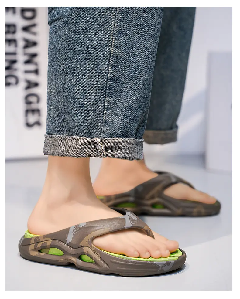 New EVA Flip-Flops Men's Summer Trendy Non-Slip Flip-Flops Men's Outer Wear Thick-Bottom Wear-Resistant Beach Sandals — feature 7