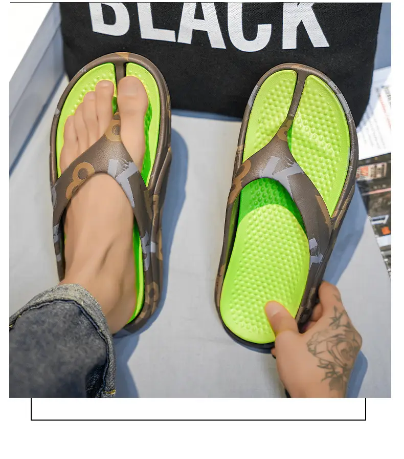 New EVA Flip-Flops Men's Summer Trendy Non-Slip Flip-Flops Men's Outer Wear Thick-Bottom Wear-Resistant Beach Sandals — feature 9