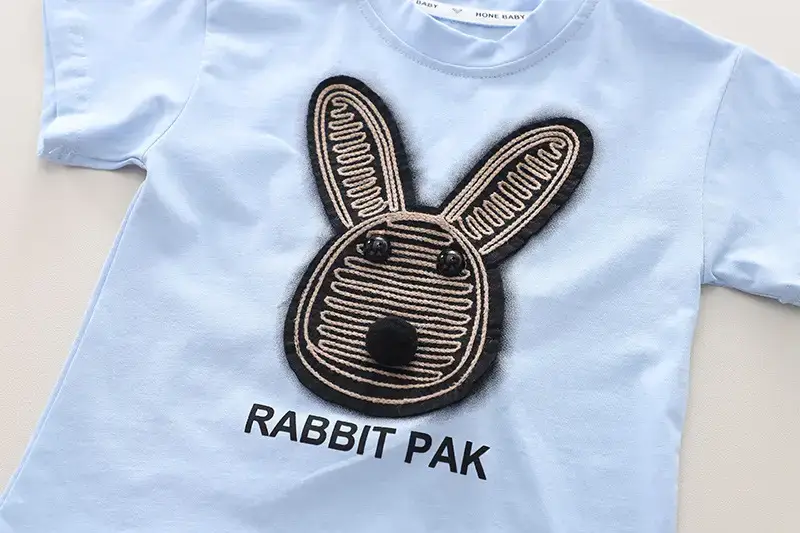 Baby Rabbit Print Short Sleeve T-Shirt & Shorts Set Light Blue 2024 β feature 8