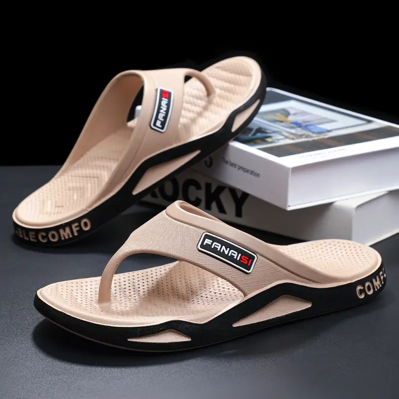 Men's Rocky Casual Sandals Black Brown Flip Flops