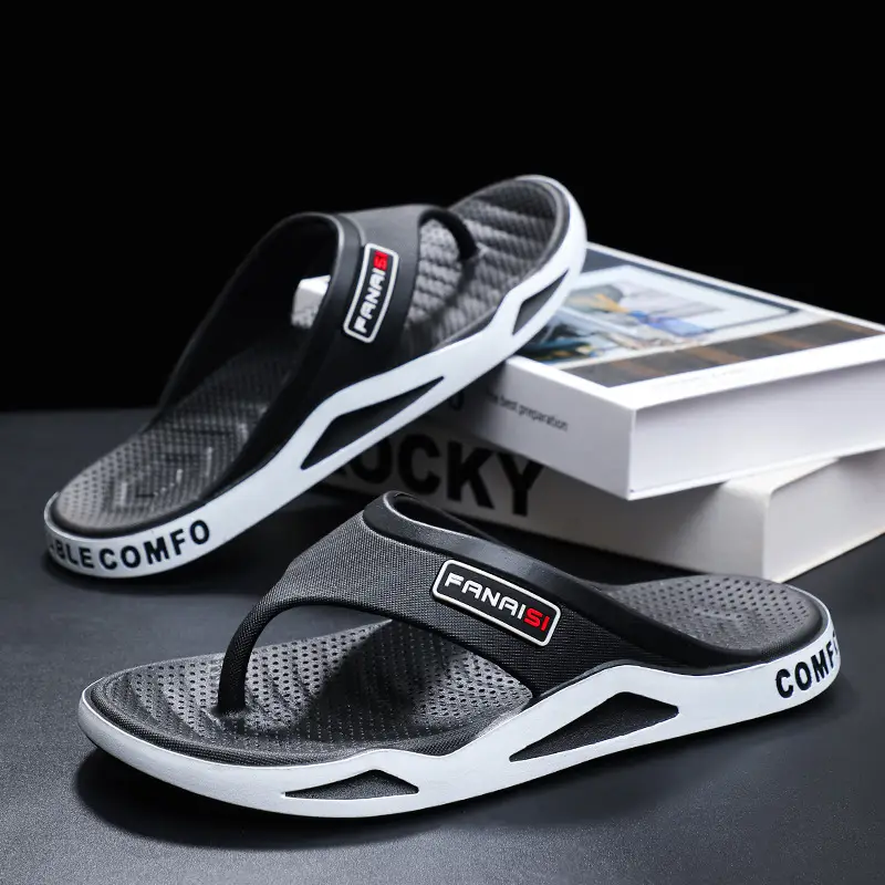 Men's Rocky Casual Sandals Black Brown Flip Flops