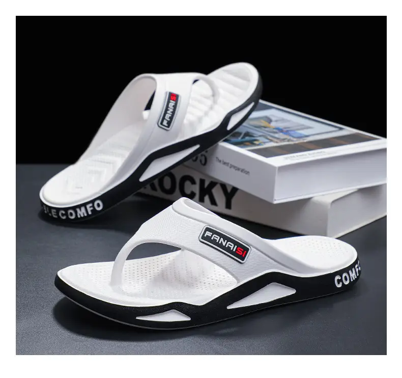 Men's Rocky Casual Sandals Black Brown Flip Flops — feature 13