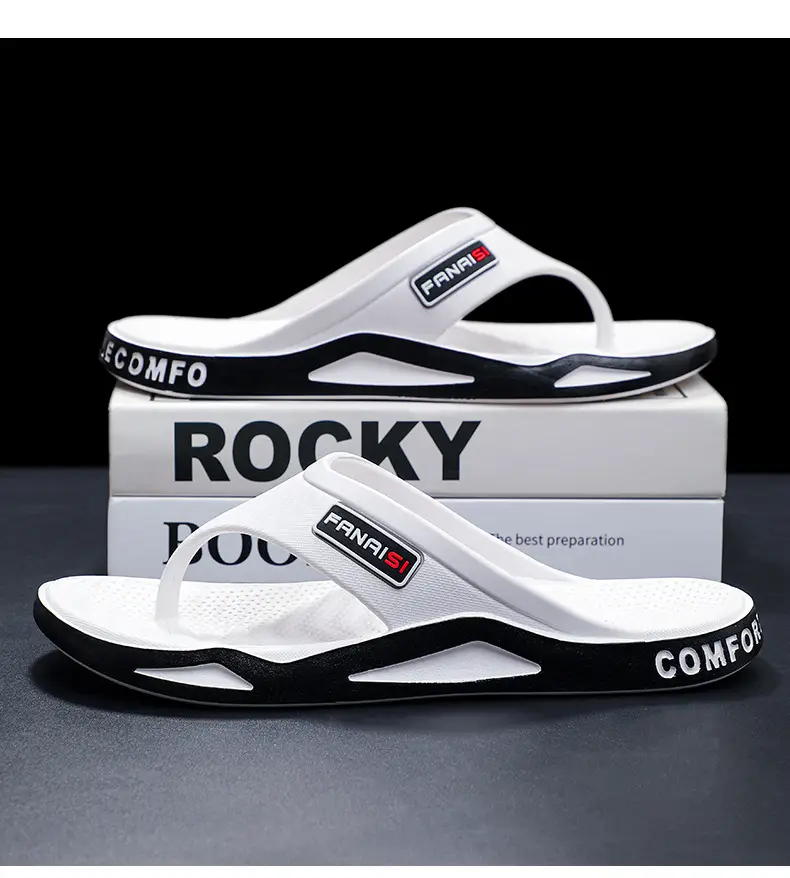 Men's Rocky Casual Sandals Black Brown Flip Flops — feature 14