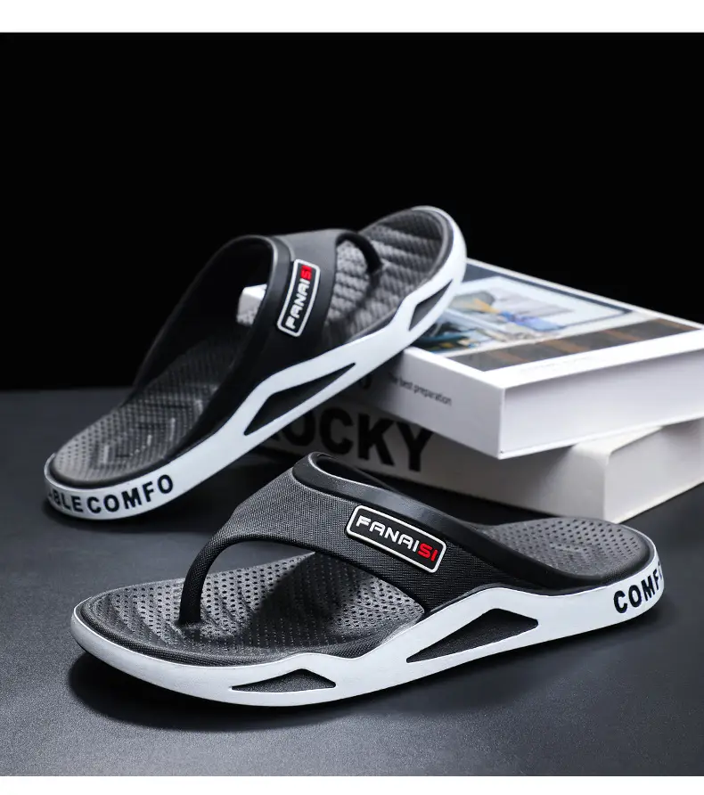 Men's Rocky Casual Sandals Black Brown Flip Flops — feature 17