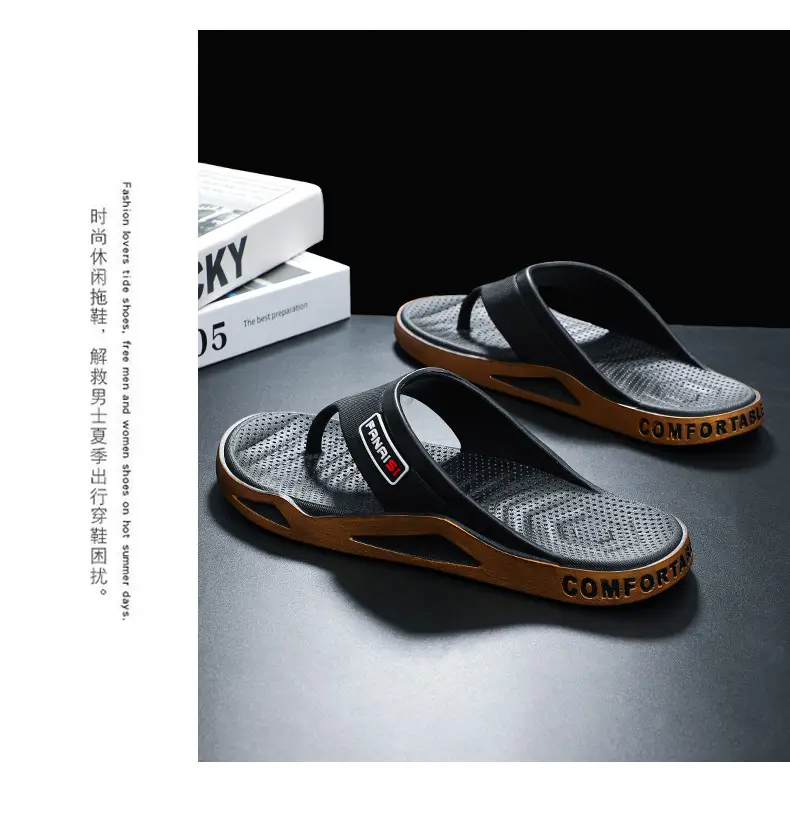 Men's Rocky Casual Sandals Black Brown Flip Flops — feature 19