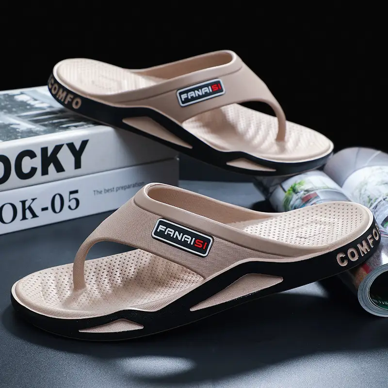 Men's Rocky Casual Sandals Black Brown Flip Flops