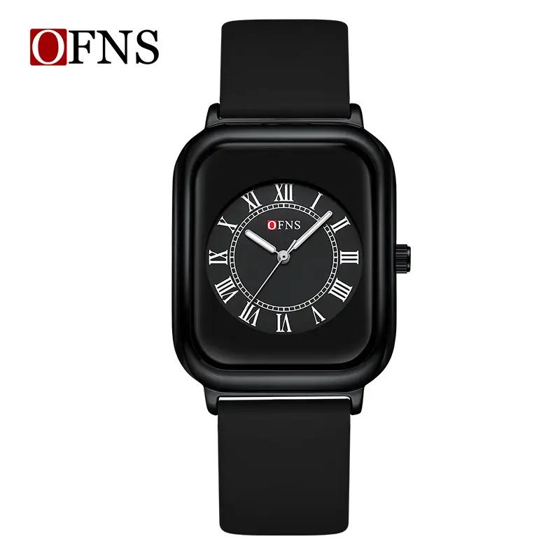Women's Square Roman Numeral Quartz Watch White Leather Band - Image 9