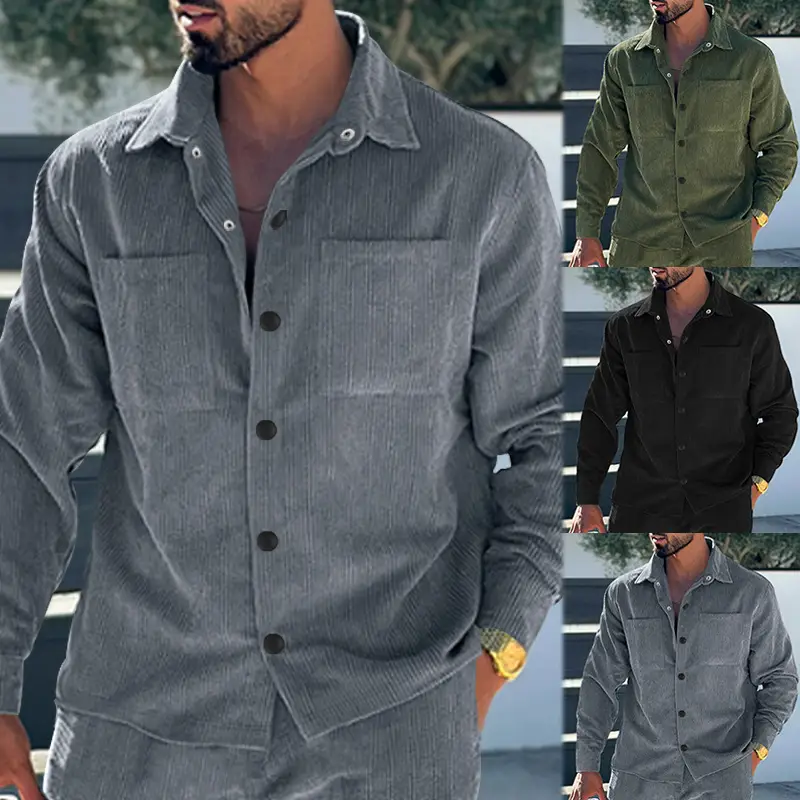 Men's Slim Fit Corduroy Shirt 2024 Multi Color - Image 4